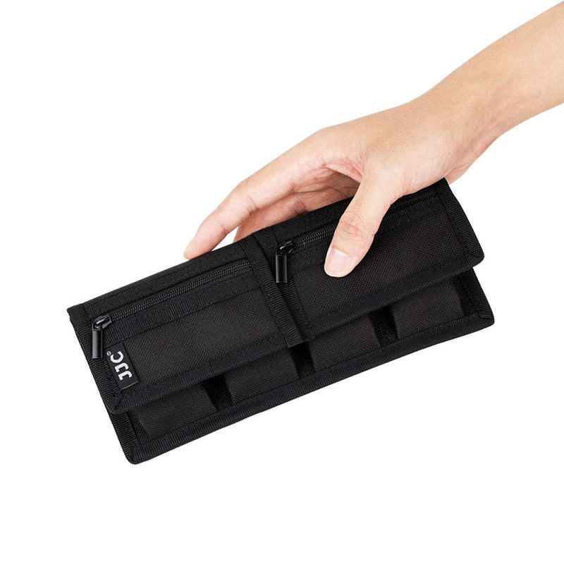 [AUSTRALIA] - Camera Battery Pouch Holder Case for 4 PCS Sony NP-F550 NP-FW50 NP-FZ100 NP-BX1 Canon LP-E6 LP-E8 LP-E10 LP-E12 LP-E17 Fuji NP-W126 Nikon EN-EL14 EN-EL15 with Zipped Pocket to Store SD TF XQD CF Cards 4 Slot+2 Zippered Pockets 