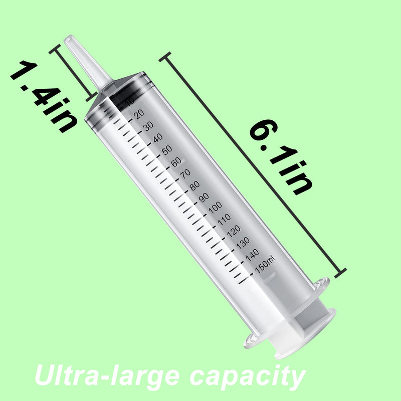 3 PACK 150 ML Large Syringes ,Plastic Garden Industrial Syringes for Scientific Labs, Measuring, Watering, Refilling, Filtration Multiple Uses