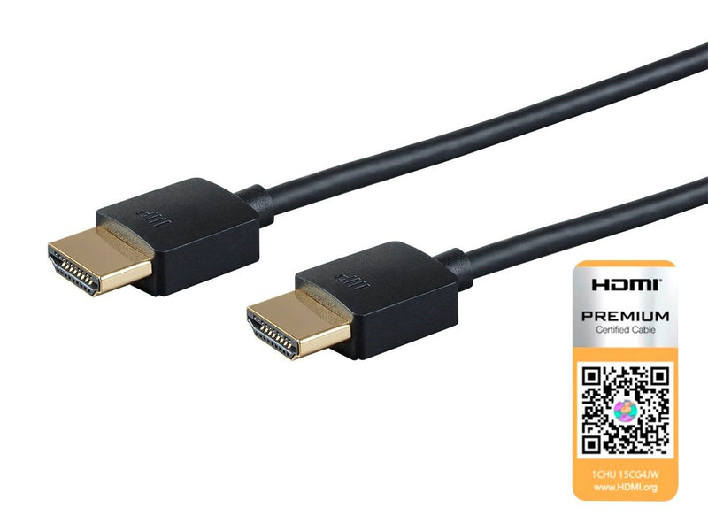 Monoprice High Speed HDMI Cable - 5 Feet - Black| Certified Premium, 4K@60Hz, HDR, 18Gbps, 36AWG, YUV, 4:4:4 - Ultra Slim Series Single