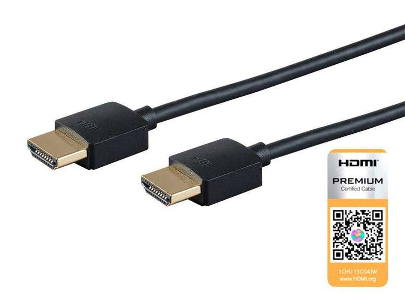 Monoprice - 124185 High Speed HDMI Cable - 4 Feet - Black| Certified Premium, 4K@60Hz, HDR, 18Gbps, 36AWG, YUV, 4:4:4 - Ultra Slim Series Single