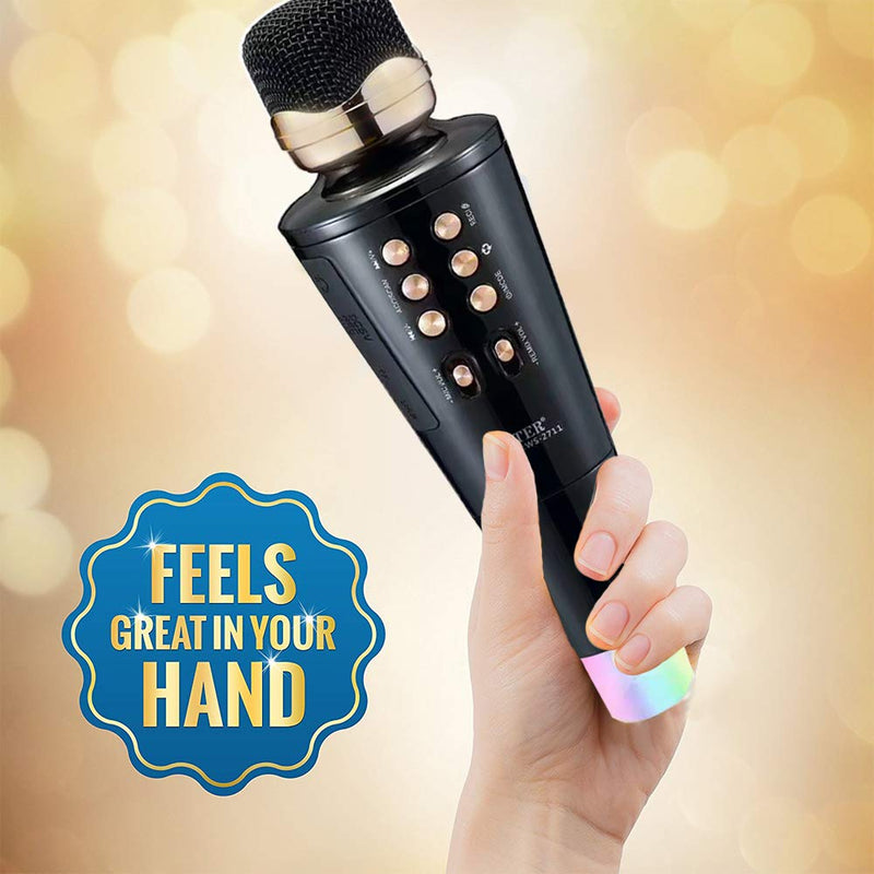 Karaoke Microphone Wireless Singing Machine & Voice Changer & Speaker, Duet Mode & LED Lights, for Karaoke, Party, Gift, Fun