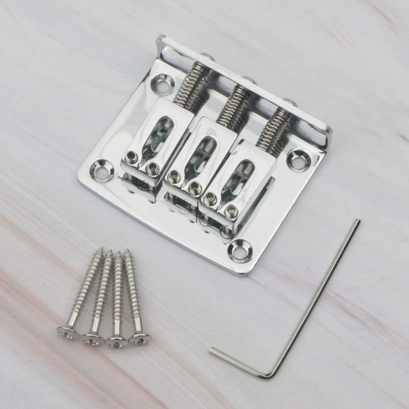 Adjustable 3 String Guitar Tailpiece Bridge Guitar Parts Chrome