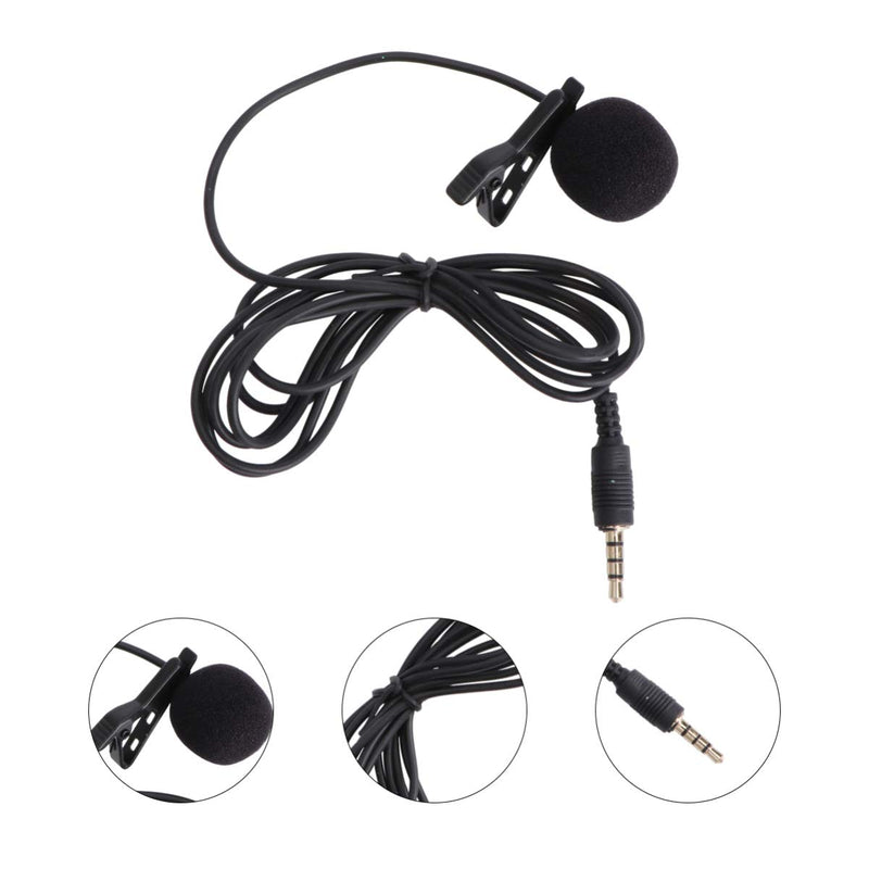 Hemobllo Mini Microphone Portable Clip on Lapel Lavalier Condenser Wired Microphone Mic for Mobile Phone Camera Laptop (Black)