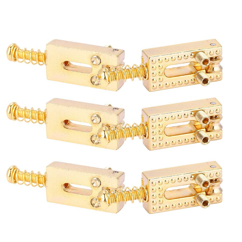 Alomejor Guitar Saddle Bridge Set 6PCS Metal Roller Bridge Repair Parts for Tele 6 String Guitar Replacement Use Gold