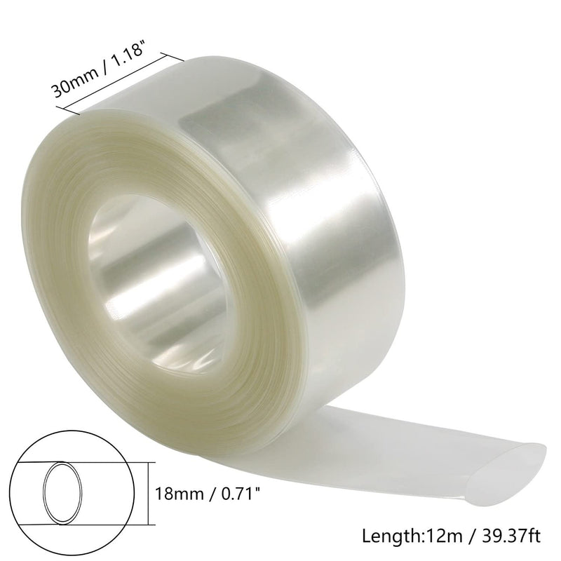Bettomshin 1Pcs Clear PVC Heat Shrink Tubing 39.37 Ft Length 1.18 Inch Flat for 1x18650 Battery