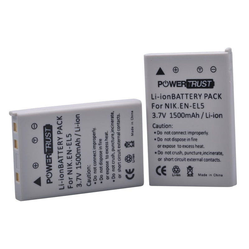 [AUSTRALIA] - PowerTrust 2 Pack EN-EL5 Camera Battery and LCD USB Charger for Nikon Coolpix P530 P520 P510 P100 P500 P6000 P5100 P5000 P80 P90 