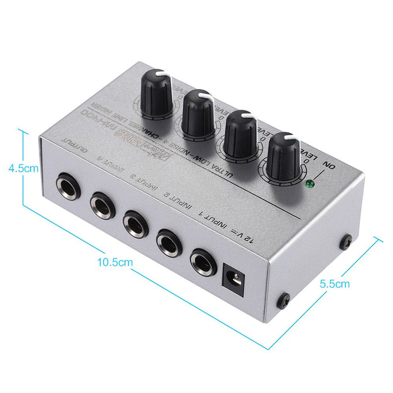 [AUSTRALIA] - ammoon Ultra-compact Low Noise 4 Channels Metal Audio Sound Mixer with Power Adapter Cable (Style 1) 