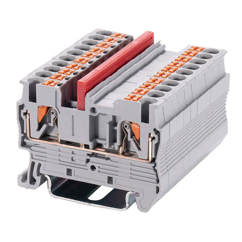 SIPUN ST2-2.5 Din Rail Terminal Block Spring Push in PT Type 2.5mm Screwless Wire Terminal 50 Pcs with Cover End Stop Jumper