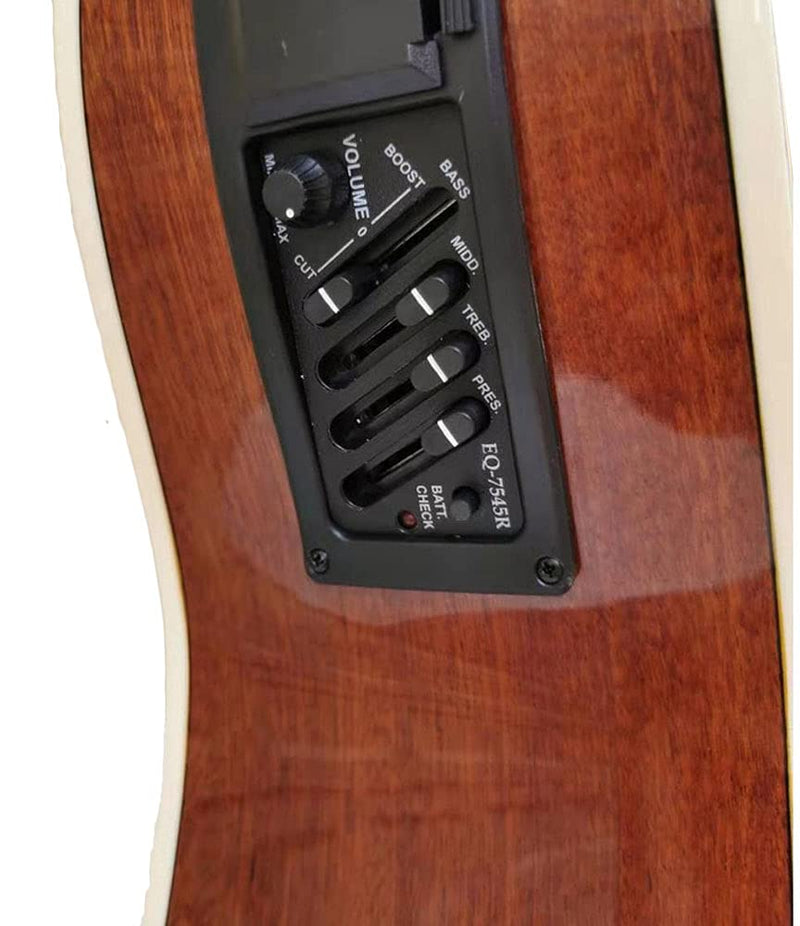[AUSTRALIA] - Jiayouy Guitar Pickup 4 Band EQ-7545R Preamp Amplifier Equalizer Tuner Piezo Pickup for Acoustic Guitars 