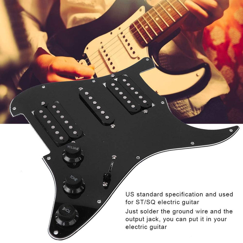 Keenso Strat Loaded Pickguard, 2 Colors Electric Guitar Board Loaded Strat Pickguard Humbucker with HSH Pickup Loaded Prewired for Fender Strat Black