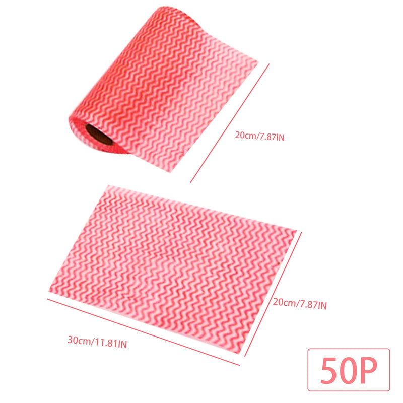 2 Rolls 100 PCS Non-Woven Disposable Kitchen Cloths, Disposable Dish Cloths, Kitchen Towels Dish Towels Dish Rags, Fast Decontamination (Red+Orange) Red+orange