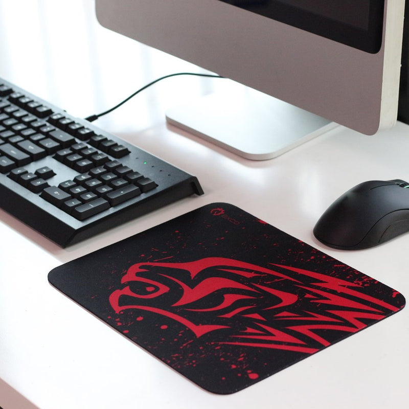 Small Red Leopard-Exco Gaming Mouse Pad Oblong Shaped Mouse Mat Design Natural Eco Rubber Durable Computer Desk Stationery Accessories Mouse Pads for Gift Support Wired Wireless or Bluetooth Mouse