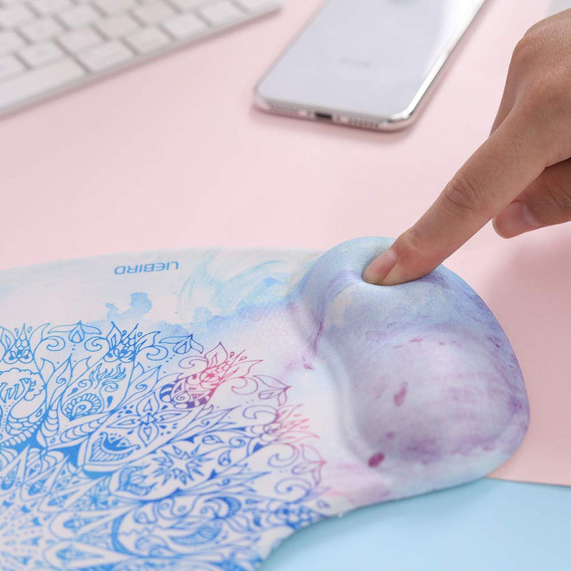 Mandala Ergonomic Mousepad with Wrist Support - Protect Your Wrists and De-Clutter Your Desk - Premium Mouse Pad with Wrist Rest - Latest Custom Non-Slip Design (Datura)