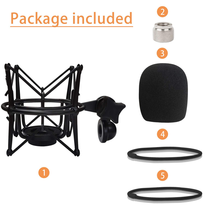 [AUSTRALIA] - Boseen Shock Mount with Foam Windscreen - Anti Vibration Mic Holder Spider Shockmount Holder with Mic Cover Pop Filter Compatible with AT2020 AT2020USB+ AT2020USBi Recording Condenser Microphones 