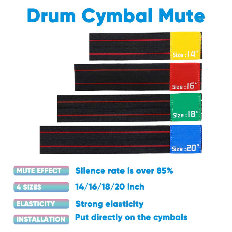 4pcs 14/16/18/20 Inch Drum Cymbal Mute Cymbal Mute Circle Ring Drum Set Hi-hat Practice Silencers