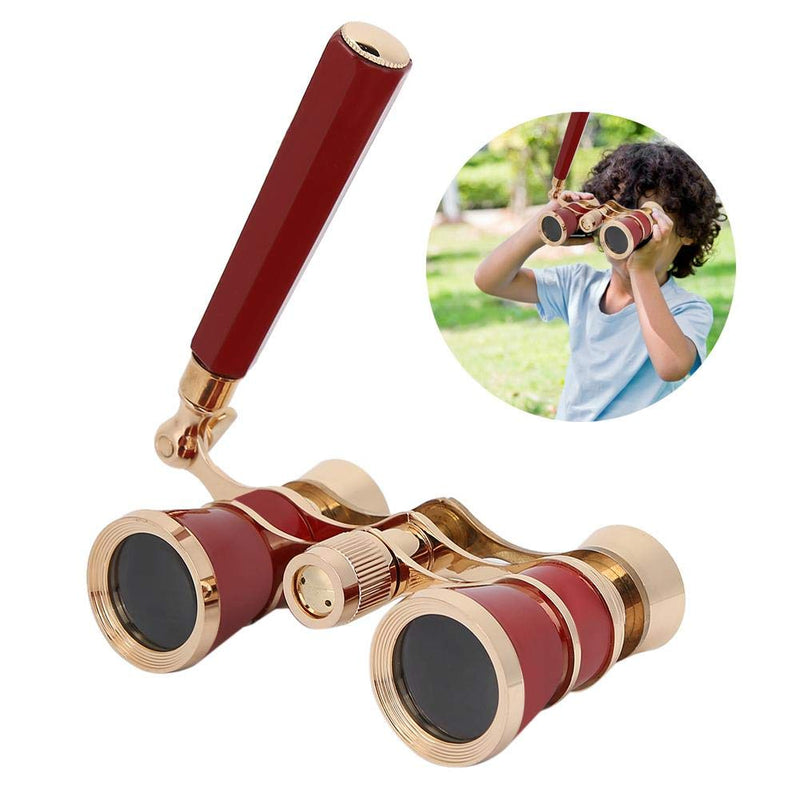 Binoculars for Opera,3X25 Central Focus Opera Glasses Binoculars, Theater Glasses with BAK-7 Prism & Handle, for Adults Kids, for Concert Theater Opera(Red-Brown) Red-brown