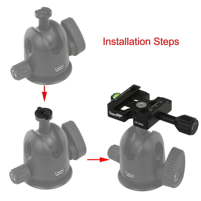 Haoge Combo Boss Adapter Convertor with CP-MAS Arca & Manfrotto Compatible Quick Release Clamp for Manfrotto Tripod Ball Head Clamp Replacement Boss Adapter with CP-MAS Clamp