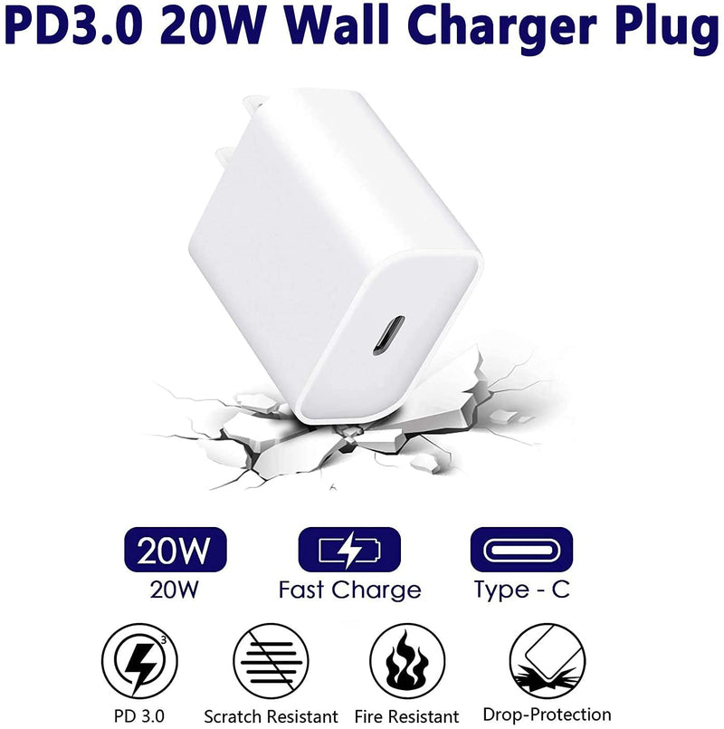 iPhone Fast Charger Cable【Apple MFi Certified】20W PD USB C Wall Charger Type C Power Adapter Lightning Cable Fasting Charging Plug Compatible with iPhone 12/12 Pro/11/XS/Max/XR/X/8 Plus/SE 2020, iPad