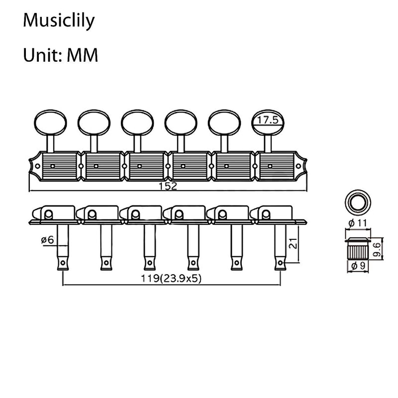 Musiclily Pro Vintage Guitar Tuners Split Shaft 6 in Line Machine Heads Tuning Pegs Keys Set for Squier Classic Vibe Fender Strat/Tele Style, Gold