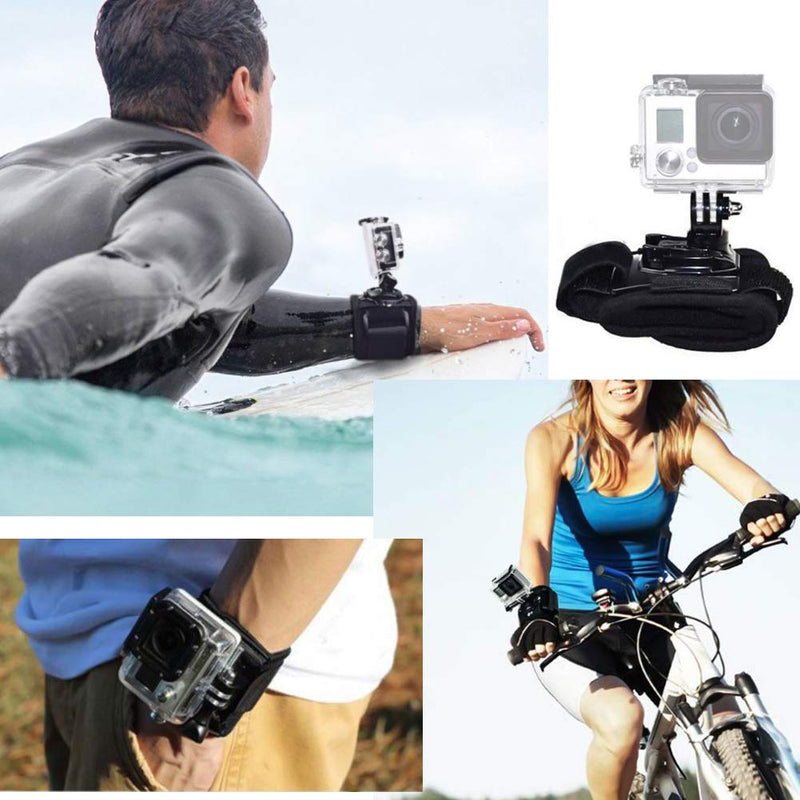Walway Adjustable 360 Degree Rotation Wrist Strap Mount with Screw for GoPro Hero 8/ 7/ 6/ 5/ 5 Session/ 4 Session/ 4, DJI OSMO Action, Xiaoyi, AKASO and Other Action Cameras