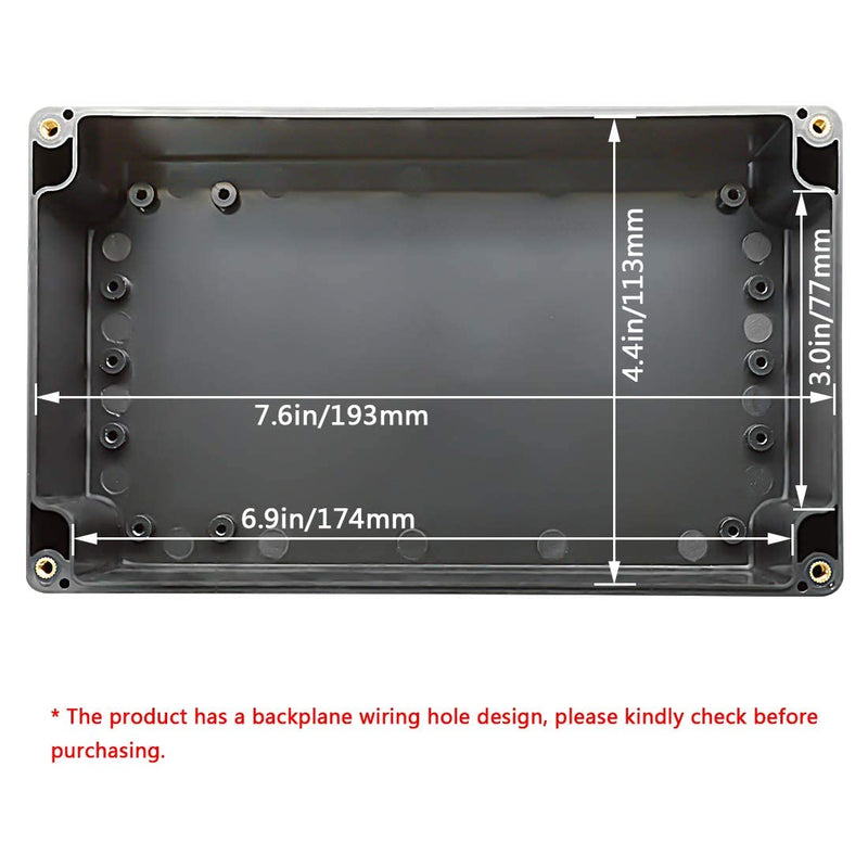 LeMotech ABS Plastic Electrical Project Case Power Junction Box , Project Box Black 7.87 x 4.72 x 2.95 inch (200 x 120 x 75 mm) 7.87 x 4.72 x 2.95(Pack of 1)