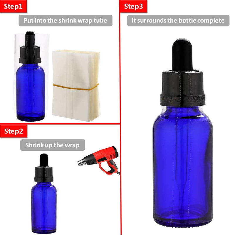 200Pcs PVC Heat Shrink Wrap Film for Glass Bottles 30ml, Clear Heat Shrink Wrap/Shrink Wrap Bottle 2.16X3.42 Inch