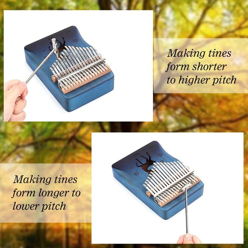 IAMGlobal Kalimba Thumb Piano 17 Keys with Mahogany Wood with Bag, Hammer and Music Book, Perfect for Music Lover, Beginners, Children(Deer, Blue)
