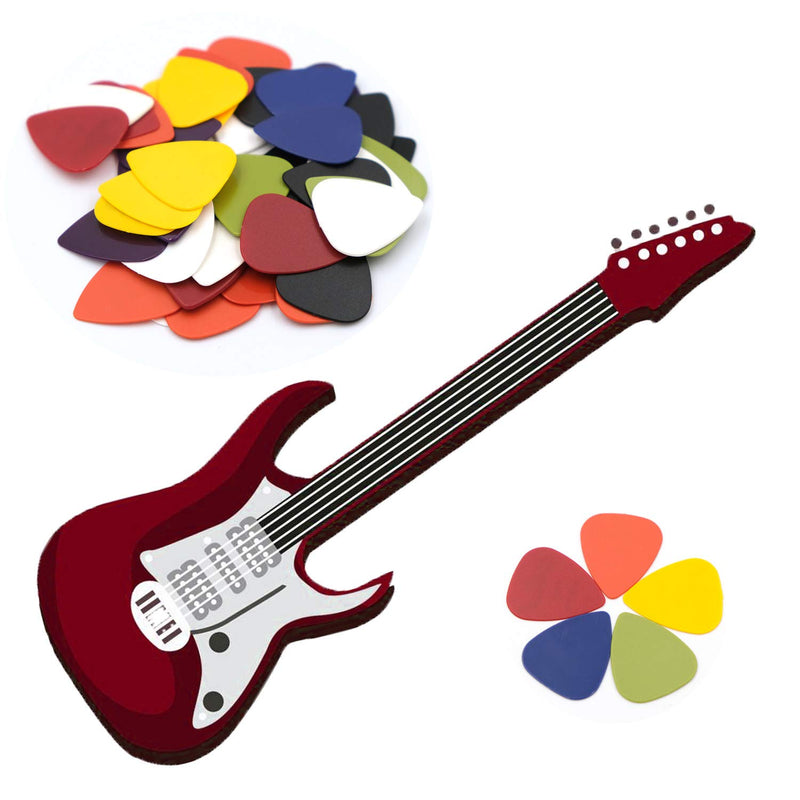 Toolso 50pcs Guitar Picks 1 Box Case Mixed Thickness 132mm68mm23mm Pick Acoustic Electric Guitar Accessories Musical Instrument