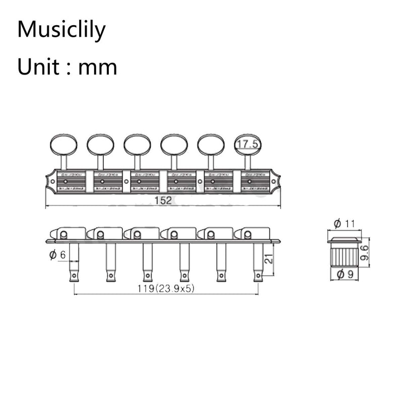 Wilkinson Deluxe Vintage 6-on-a-strip In line Split Shaft Tuners Tuning Pegs Keys Machine Heads Set for Squier/Fender Classic Vibe Strat/Tele Style Guitar, Chrome