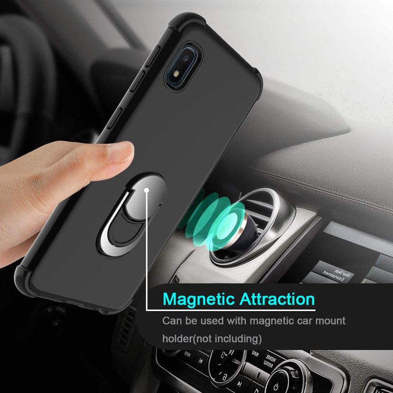 Galaxy A10e Case with Soft TPU Screen Protector, lovpec Ring Magnetic Holder Kickstand Shockproof Protective Phone Cover Case for Samsung Galaxy A10e 5.8 inches (Black) Black