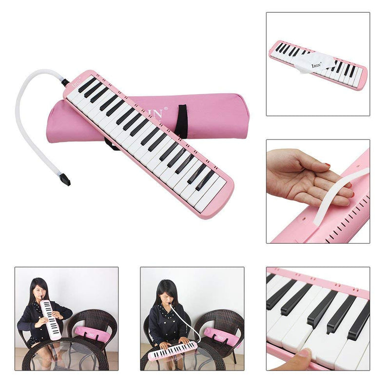 32 Key Melodica Instrument with Mouthpiece Air Piano Keyboard (Pink) Pink