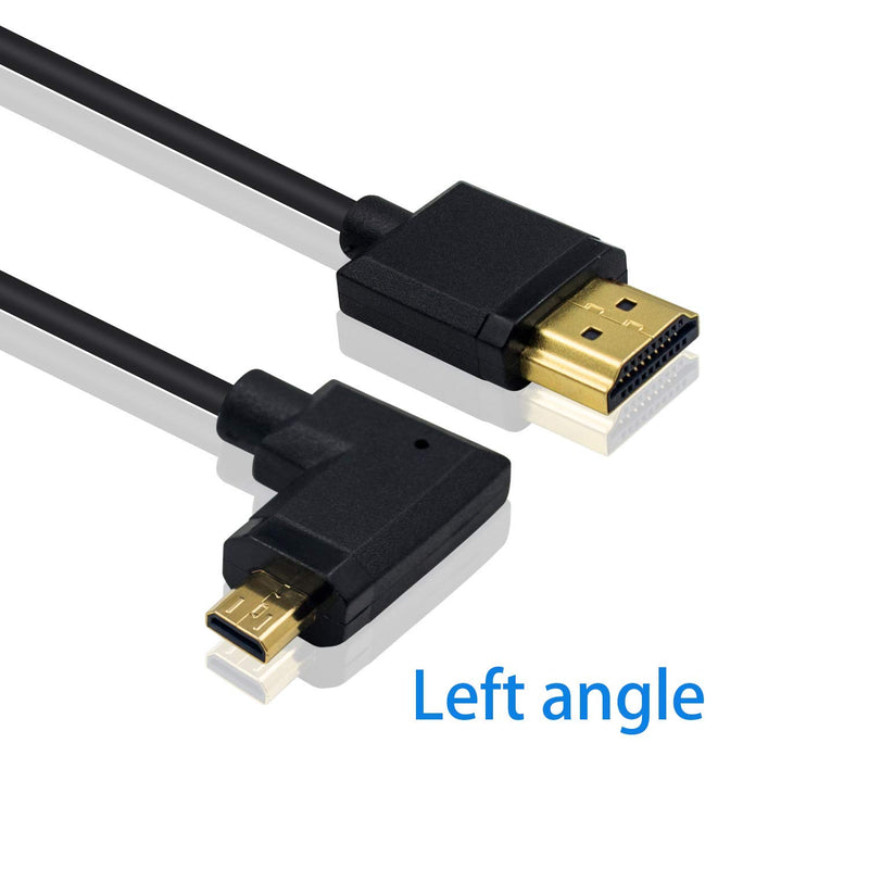 Duttek Micro HDMI to Standard HDMI Cable, Micro HDMI to HDMI Adapter Cable, Extreme Thin Left Angled Micro HDMI Male to HDMI Male Cable for 1080P, 4K, UltraHD, 3D, Ethernet (6 inch/ 15cm) Left Angled 15cm