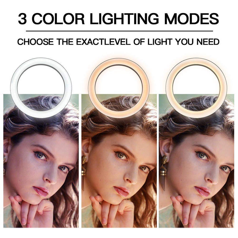 Ring Light [6.3 Inch] with Tripod Stand & Phone Holder,Dimmable 3 Light Modes Selfie Light,Camera Lights for YouTube/Photography/Makeup