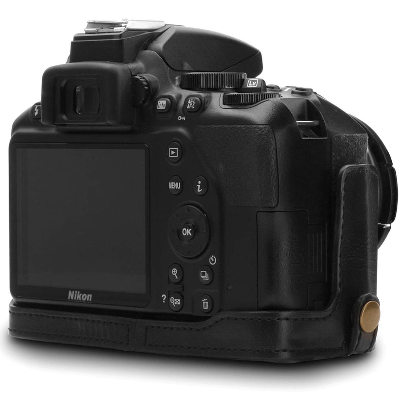 Mega Gear MG1535 Nikon D3500 Ever Ready Leather Camera Case and Strap - Black, Compact