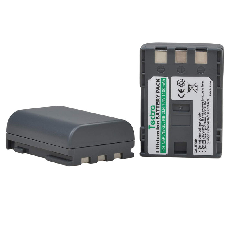 Tectra 2-Pack NB-2L NB-2LH Battery + Rapid LCD Display USB Charger for Canon PowerShot G7 G9 S30 S40 S45 S50 S60 S70 S80 DC410 DC420 VIXIA HF R10 HF R100 HF R11 EOS 350D 400D Digital Rebel XT XTi