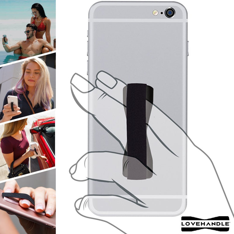 LOVEHANDLE Phone Grip for Most Smartphones and Mini Tablets, Pink Aloha Design Colored Elastic Strap with Pink Base, LH-01-Aloha