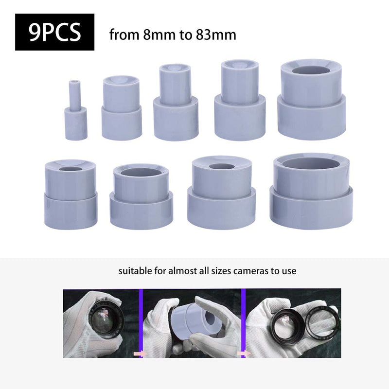 Pomya Lens Repair Tool, 9pcs Camera DSLR Lens Repair Tool Ring 8-83mm Lenses Removal Rubber Accessory