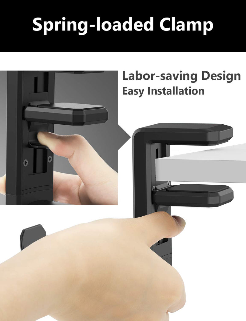 [AUSTRALIA] - PC Gaming Headphone Stand Holder, MiiKARE Under Desk Headphone Hanger Labor-Saving Headphone Hook Spring-Loaded Clamp 360 Degree Swivel with Double Cable Clip for All Headphone Sizes 