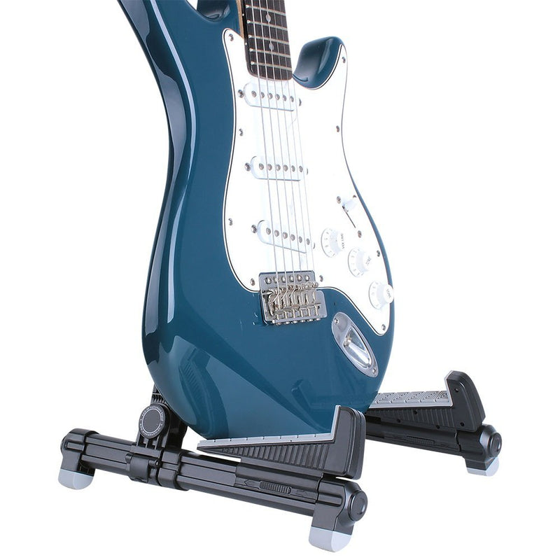 Alumium Alloy A Frame Universal Folding Acoustic Guitar Stand, Suitable for Electric Guitars, Bass Guitars (Black) Black