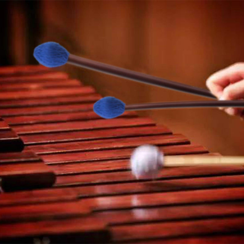 AIEX 1 Pair Marimba Percussion Mallets Yarn Head Mallets Medium Hard Keyboard Mallets Percussion with Maple Handles Waterproof Bag