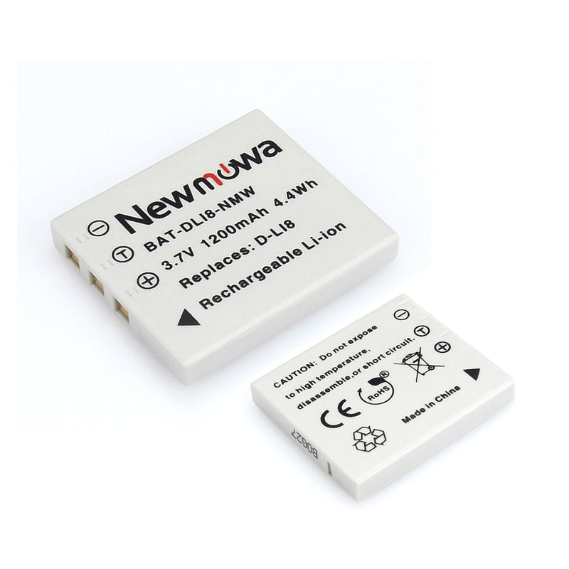 Newmowa D-Li8 Replacement Battery (2-Pack) and Charger Kit for Pentax D-LI8, D-LI85, D-L18 and Pentax Optio A10, A20, A30, A36, A40, L20, S, S4, S4i, S5i, S5n, S5z, S6, S7,Same as Fuji NP-40 Battery