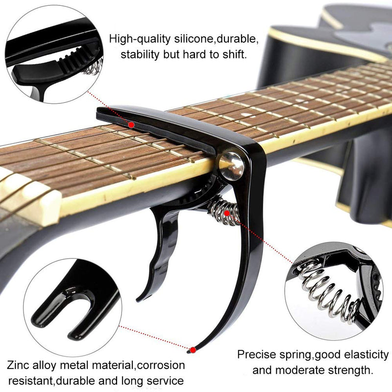 Guitar Capo for Acoustic Electric Classical Ukulele with 6 Guitar Picks Bridge Pin Puller