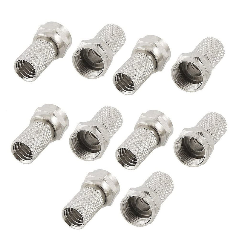 Mumaxun 10pcs F-Type Male RF Connector Twist-On Coax Coaxial Cable Adapter with Coaxial Cable Stripper Cutter Tool RG58 RG6 RG59 Quad