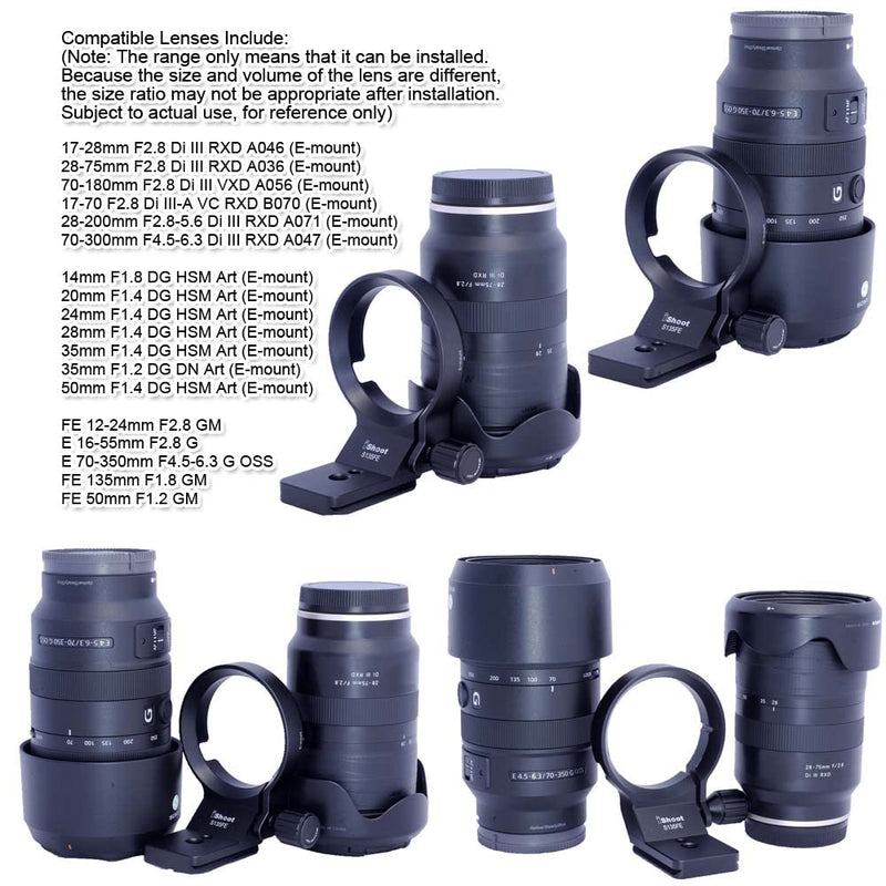 Lens Collar Tripod Mount Ring Support Bracket Holder for Sony FE 135mm f/1.8 GM, E 70-350mm f/4.5-6.3 G OSS, E 16-55mm f/2.8 G, FE Mount Tamron 28-75mm f/2.8 Di III RXD & 17-28mm f/2.8 Di III RXD