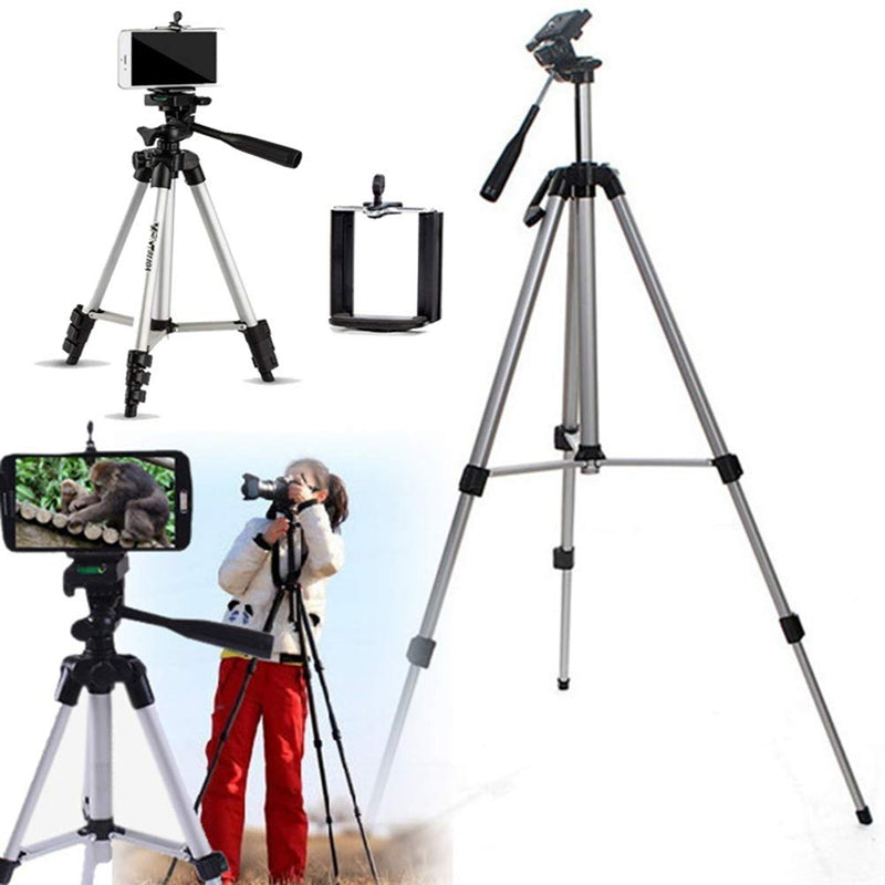 41" Extendable Tripod Stand, 3 in 1 Professional Camera Holder with Phone Clip Tripod Adjustable Tripod with Portable Bag for Mobile Phone Tripod Stand Holder, Maximum Load 1.5kg
