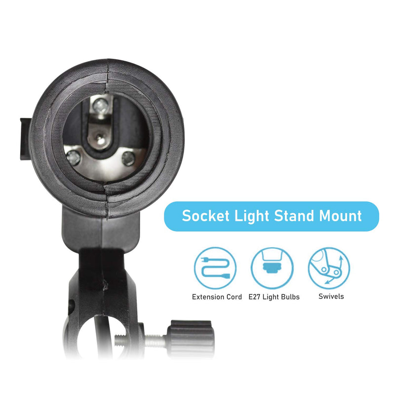 LimoStudio [2 PACK] E26 / E27 New AC Socket Light Stand Mount Lamp Holder with Umbrella Holder, AGG428
