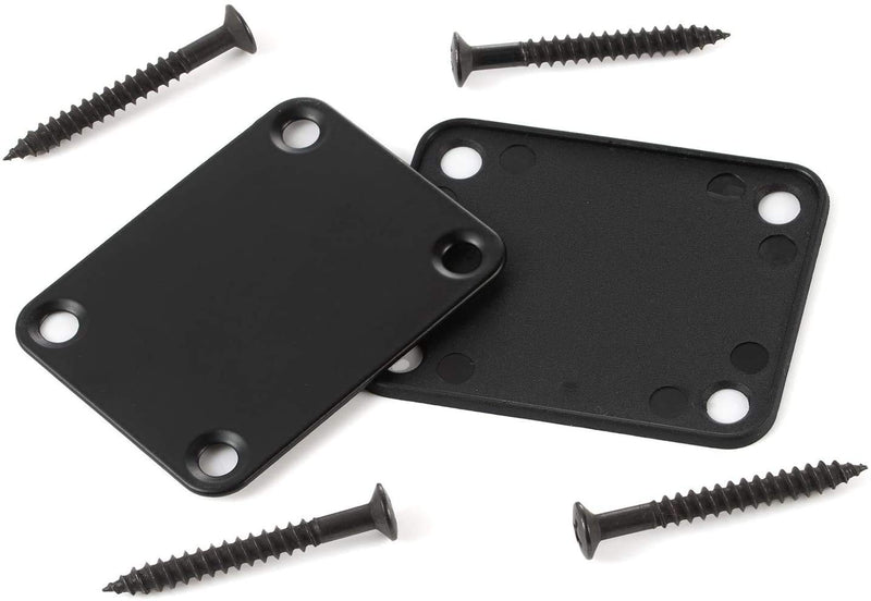 Jiayouy 2 Pack Guitar Neck Plate with Mounting Screws Metal Neckplate for Strat Tele Style Electric Guitar Replacement Black