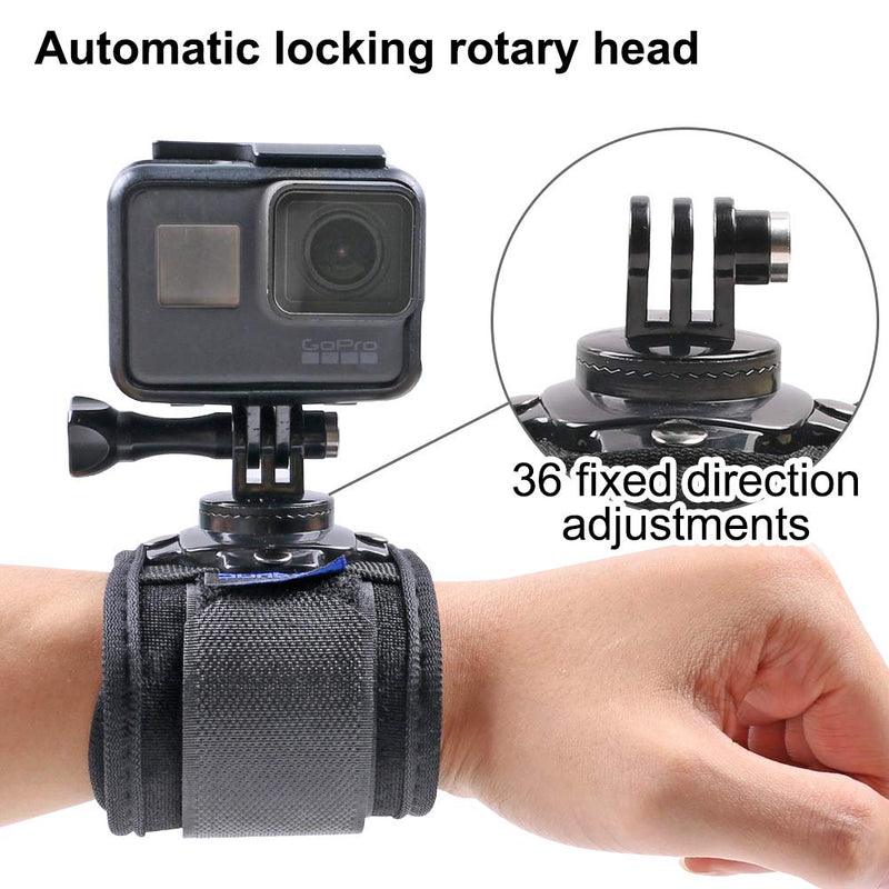 360 Degree Rotating Arm Mount Strap Wrist Strap Mount Compatible with gopro Hero 10 Black,Hero 9/8/7/6/5 Black,Wrist Strap Band Holder Cycling Mount for DJI Osmo Action,Xiaomi Yi and More