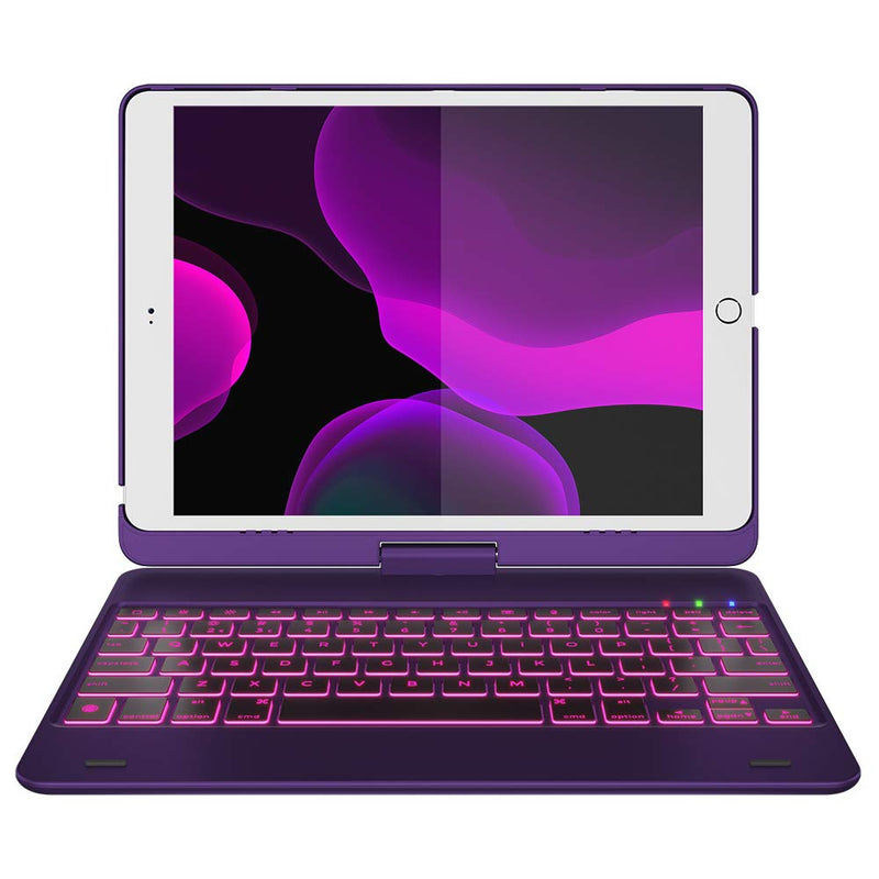 iPad Keyboard Case for iPad 2018 (6th Gen) - iPad 2017 (5th Gen) - iPad Pro 9.7 - iPad Air 2 & 1 - Thin & Light - 360 Rotatable - Wireless/BT - Backlit 10 Color - iPad Case with Keyboard (Violet) Violet | Black