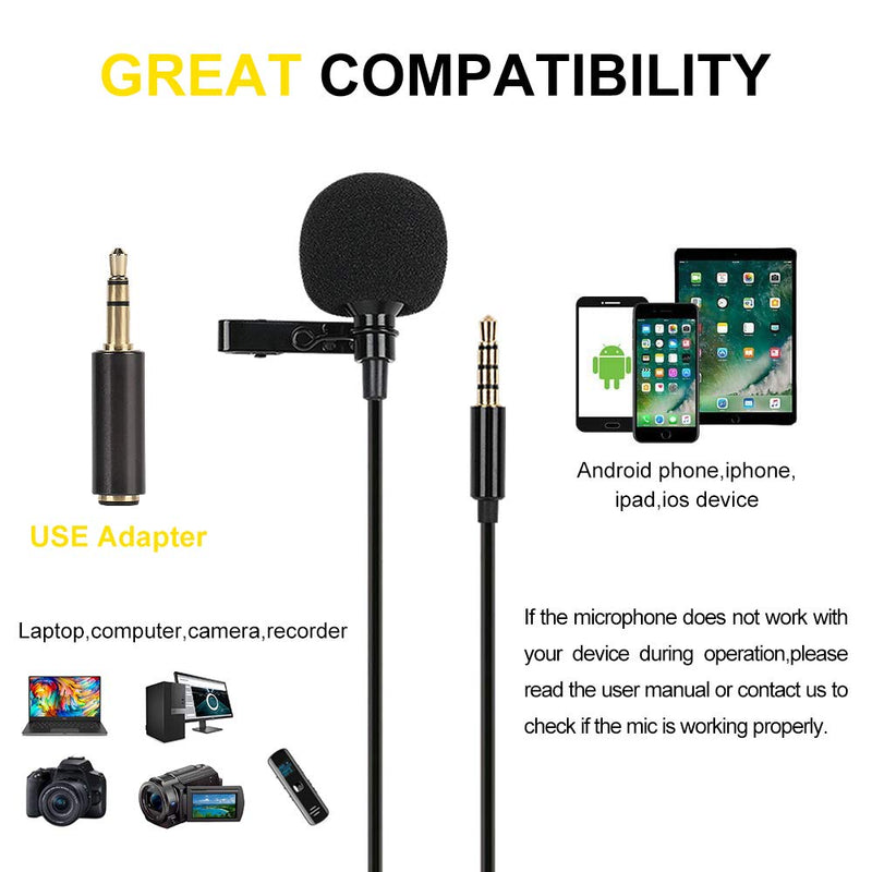 [AUSTRALIA] - XTUGA L2 Lavalier Lapel Microphone, Professional Grade Small Mini Omnidirectional Video Audio Microphone for Recording Podcast PC Laptop Android iPhone YouTube Interview(6.56FT(Android 2m)) 6.56FT(Android 2m) 
